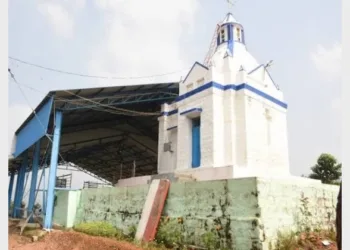 Church built by Christian Missionaries on an encroached hill in Thiruvannamalai