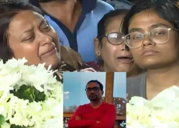 Shabari Guha, wife of slain Pahalgam attack victim from Kolkata, reacts with relief after terrorists are neutralised in Operation Mahadev