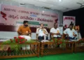Sravan , ABVP National Secretary, Panuganti Chandramouli, retired ACP, M. Bapu Rao, social worker Balakrishna, ABVP National Joint General Secretary (Left to Right)