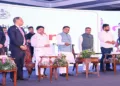 Chief Minister Mohan Charan Majhi and Union Education Minister Dharmendra Pradhan and others launching the Integrated Global Financial Technology Capability Hub (I-GFTCH) at Bhubaneswar