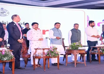 Chief Minister Mohan Charan Majhi and Union Education Minister Dharmendra Pradhan and others launching the Integrated Global Financial Technology Capability Hub (I-GFTCH) at Bhubaneswar