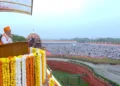 Prime Minister Narendra Modi addressing the nation on Independence Day from the Red Fort on August 15, 2025