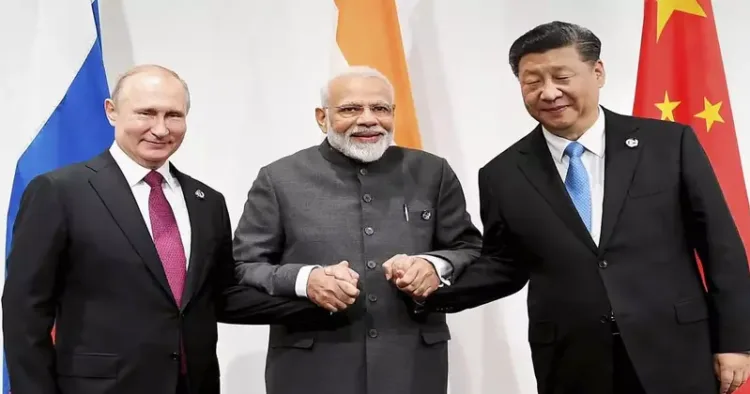 (Left to Right): Russian President Vladimir Putin, Prime Minister Narendra Modi and Chinese President Xi Jinping