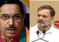 (Left) BJP Leader Prahlad Joshi (Right) Congress leader Rahul Gandhi