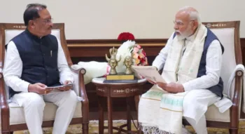 Chhattisgarh CM Vishnu Deo Sai meets Prime Minister Narendra Modi in New Delhi on Friday, image courtesy X