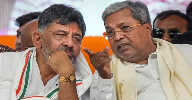 (Left) Karnataka Deputy CM DK Shivkumar (Right) CM Siddaramaiah