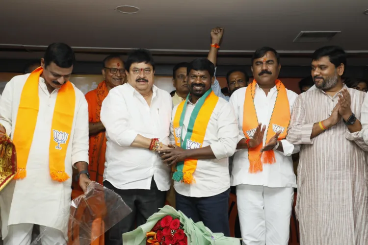 BJP Telangana state Presidet BJP president N. Ramchander Rao welcoming Former Achampet MLA Guvvala Balraju into BJP