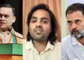 Amit Malviya (L), Gurkirat Singh Dang (Centre) and Rahul Gandhi