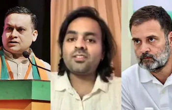 Amit Malviya (L), Gurkirat Singh Dang (Centre) and Rahul Gandhi
