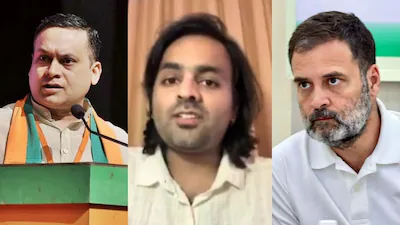 Amit Malviya (L), Gurkirat Singh Dang (Centre) and Rahul Gandhi