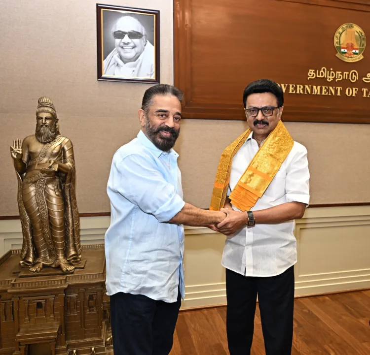 MP Kamal Haasan with Tamil Nadu CM Stalin