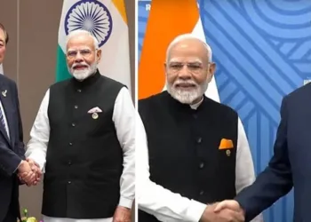(Left to Right): Prime Minister Narendra Modi with Japanese Prime Minister Shigeru Ishiba and Prime Minister Narendra Modi with Chinese President Xi Jinping