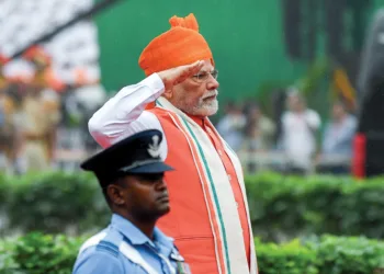 New Delhi, Aug 15 (ANI): Prime Minister Narendra Modi receives a Guard of Honour prior to hoisting the National Flag at Red Fort on 79th Independence Day, in New Delhi on Friday. (ANI Photo/Rahul Singh)