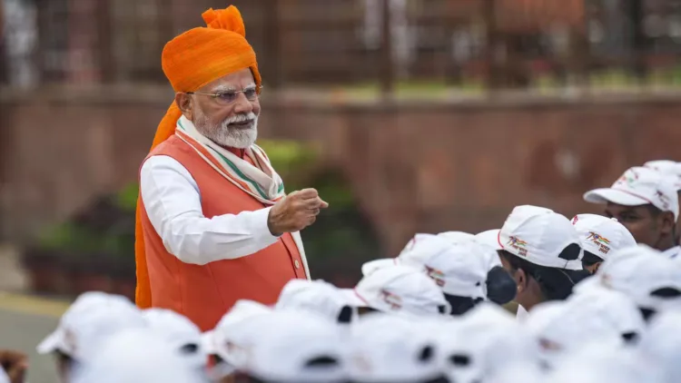 Prime Minister Narendra Modi at Red Fort ahead of the Independence Day celebrations 2025