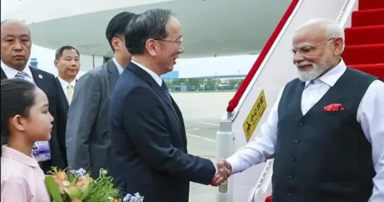 Prime Minister Narendra Modi lands in Tianjin, China for the 25th SCO Summit