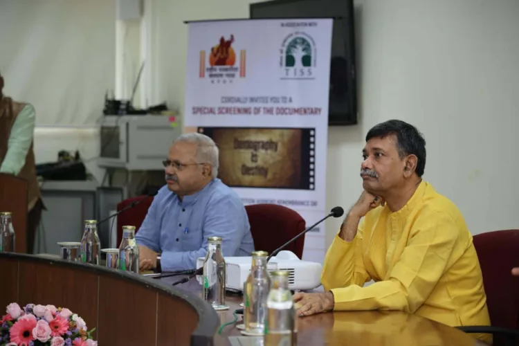 Sunil Ambekar, Akhil Bharatiya Prachar Pramukh of Rashtriya Swayamsevak Sangh speaking at Tata Institute of Social Sciences in Mumbai where a documentary 'Demography is Destiny' was screened. The event commemorated Partition Horrors Remembrance Day
