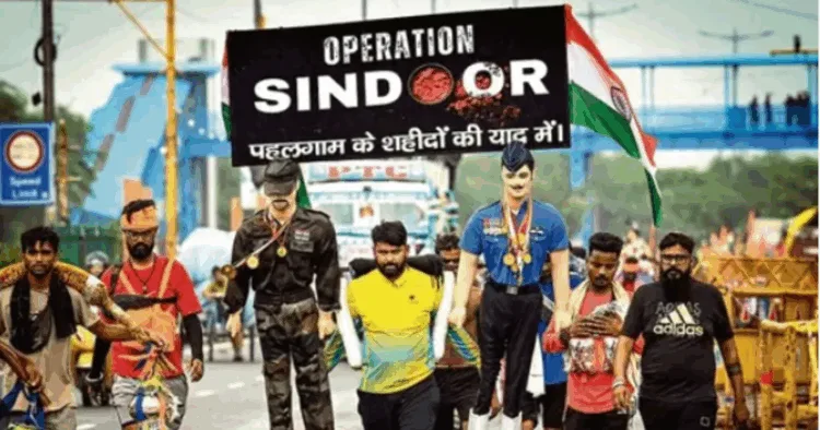 During the Kanwar Yatra the Kanwariyas hail Operation Sindoor