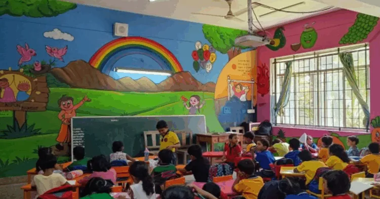 A classroom with young kids