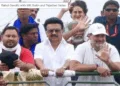 I.N.D.I.Alliance leaders incuding Tamil Nadu CM MK Stalin at a rally in Bihar