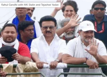 I.N.D.I.Alliance leaders incuding Tamil Nadu CM MK Stalin at a rally in Bihar