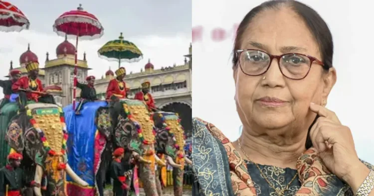 Mysuru Dasara rituals (L), Muslim writer Banu Mushtaq (R)