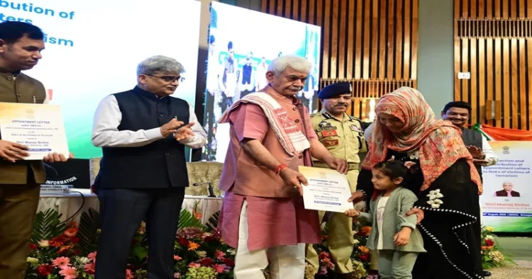 J&K Lieutenant Governor Manoj Sinha gives appointment letter to kin of those who were killed in terrorist attacks