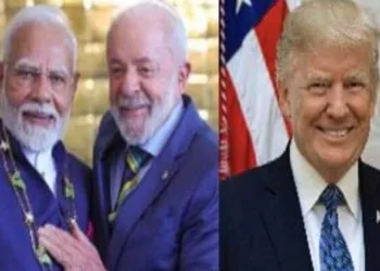 Prime Minister Narendra Modi (Left), Brazil President Luiz Inacio Lula da Silva and US President Donald Trump (Right)