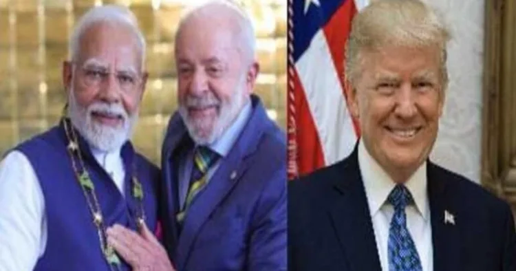 Prime Minister Narendra Modi (Left), Brazil President Luiz Inacio Lula da Silva and US President Donald Trump (Right)