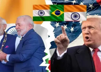 Prime Minister Narendra Modi (Left), Brazilian President Luiz Inacio Lula da Silva, US President Donald Trump (Right)