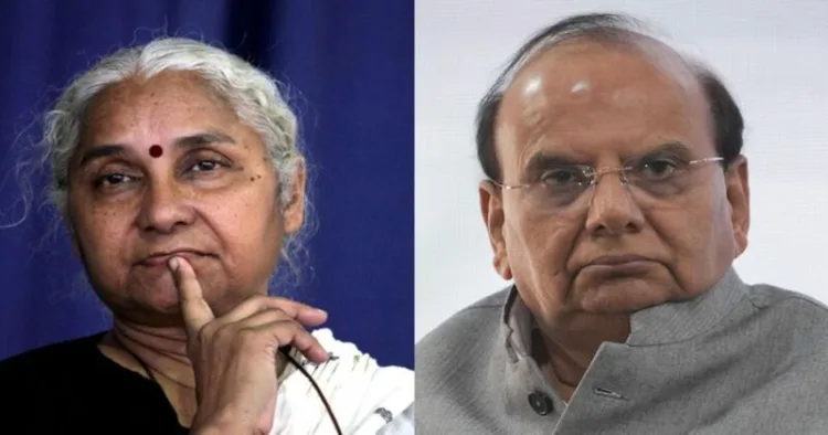 Narmada Bachao Andolan leader and activist Medha Patkar (Left) and Delhi Lieutenant Governor Vinai Kumar Saxena (Right)