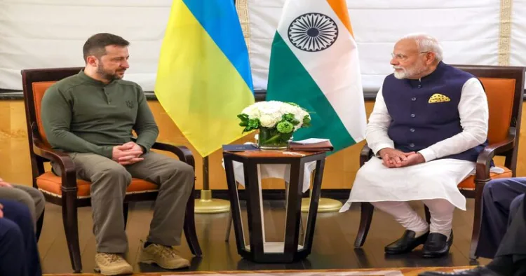 Ukrainian President Volodymyr Zelensky (Left) and Prime Minister Narendra Modi (Right)