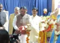 During the Diamond Jubilee celebrations of Rashtradeep at Jayadev Bhawan in Bhubaneswar, CM Mo Mohan Charan Majhi and others