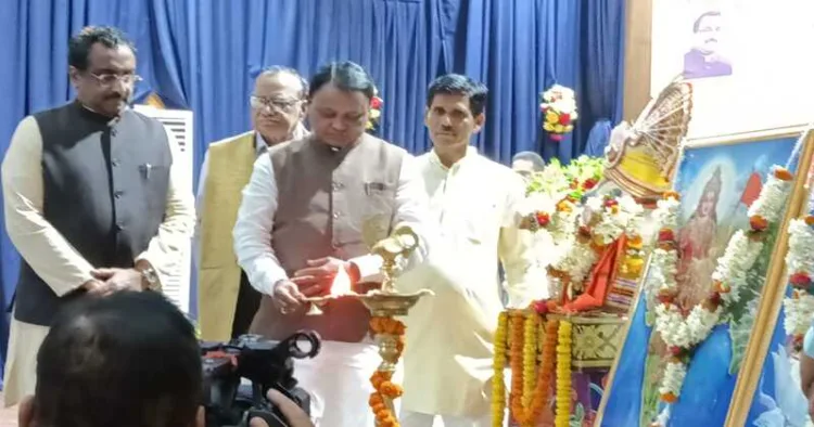 During the Diamond Jubilee celebrations of Rashtradeep at Jayadev Bhawan in Bhubaneswar, CM Mo Mohan Charan Majhi and others