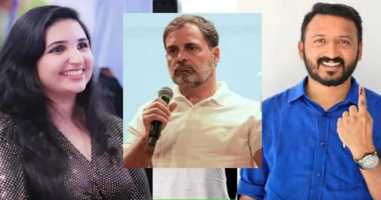 Malayalam actress Rini Ann George, Rahul Gandhi and Palakkad MLA and Kerala Youth congress President Rahul Mankoottam