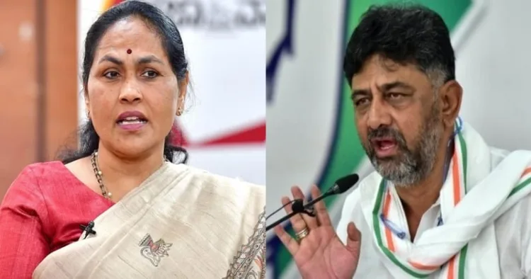 Karnataka Deputy Chief Minister D.K. Shivakumar (Left) and Union Minister Shobha Karandlaje (Right)