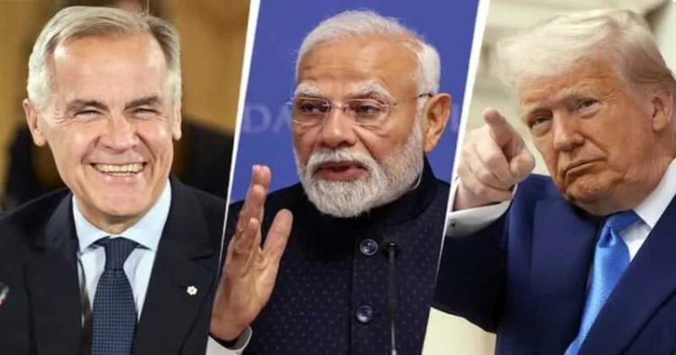Canada Prime Minister Mark Carney, PM Narendra Modi, and US President Donald Trump