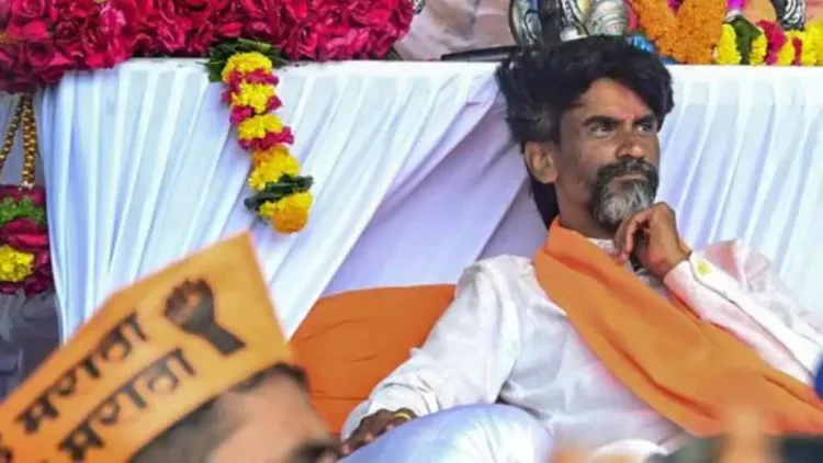 Activist Manoj Jarange Patil during his indefinite hunger strike demanding Maratha reservation, at Azad Maidan, in Mumbai