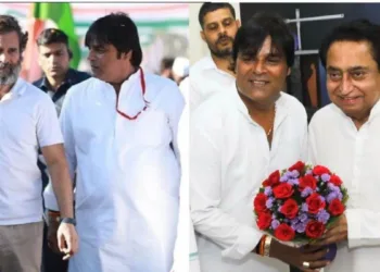 Golu Agnihotri with Rahul Gandhi and Kamal Nath