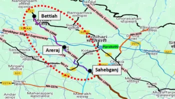 Project alignment map of 4-lane on Sahebganj-Areraj-Bettiah section of NH-139W [PIB]