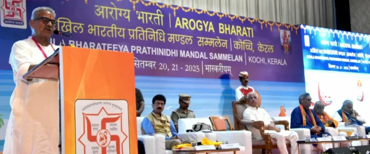 RSS Sah-Sarkaryavah Dr. Krishna Gopal ji delivers the keynote address at the Arogya Bharati National Pratinidhi Mandal