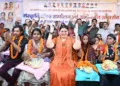 BJP MLA Bhawana Bohra with people who returned to Sanatan fold on Wednesday, image via X [@Bhawanabohrabjp]