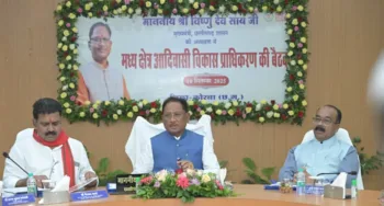 Chhattisgarh CM Vishnu Deo Sai, Deputy CM Arun Sao and Deputy CM Vijay Sharma in Korba, Image X @vishnudsai