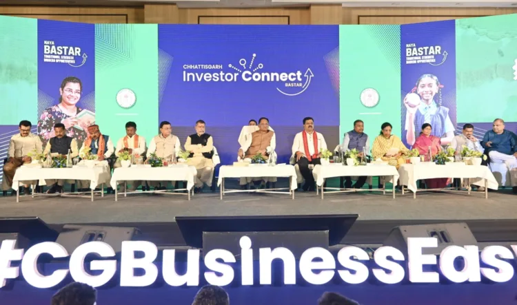 Chhattisgarh CM Vishnu Deo Sai and others at Investor connect Bastar, image courtesy X