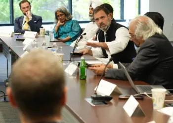 Rahul Gandhi talking to 'Think Tanks' at Hudson University in 2023