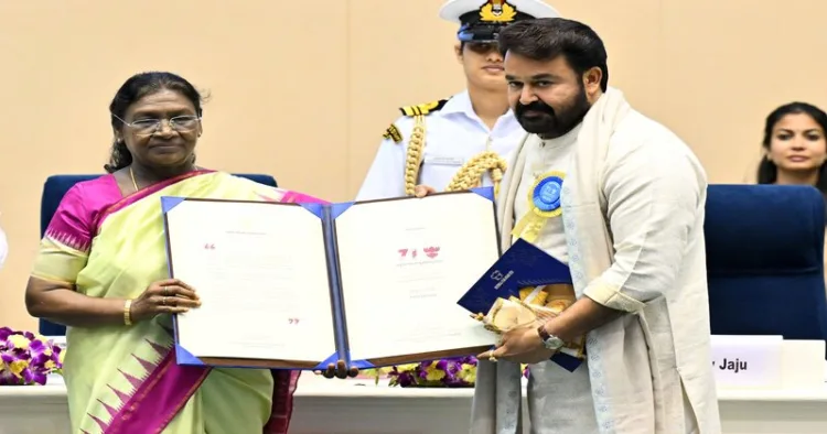 President Droupadi Murmu conferred the Dadasaheb Phalke Award for the year 2023 to Mohanlal in New Delhi