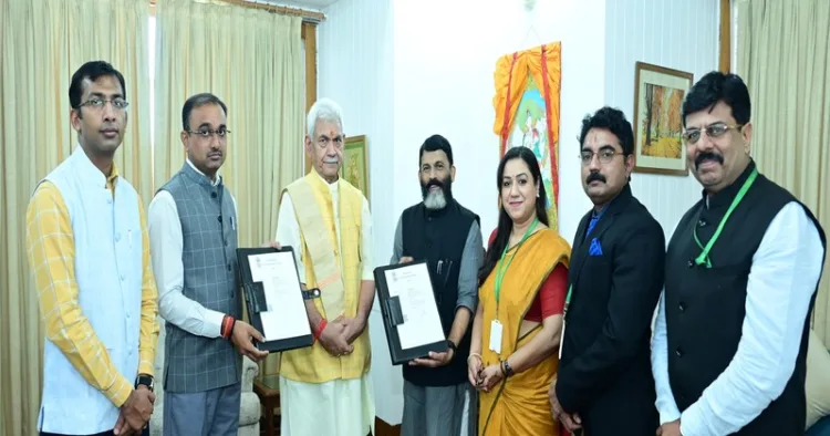 J&K LG Manoj Sinha presided over the MoU signing ceremony at Raj Bhawan in Srinagar