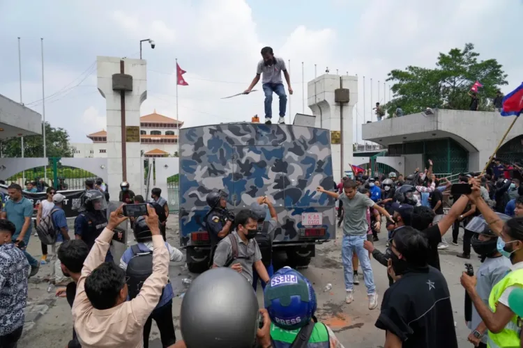 Violent protests in Nepal against the government by youth