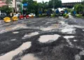 Potholes in the road