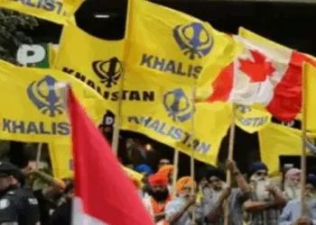 Khalistanis with flags