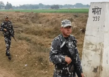 Shashtra Seema Bal (SSB) jawans patrol along the India-Nepal border
